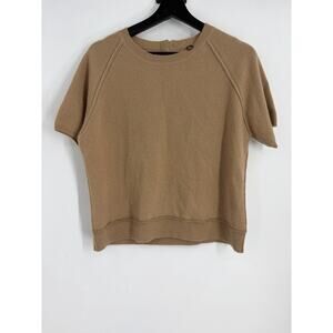 One Who Girl Cashmere Short Sleeve Sweater Size Medium Camel Minimalist 1260